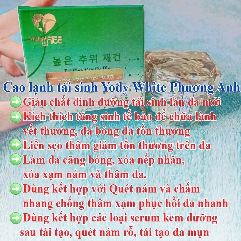 Cao lạnh tái sinh Yody White Phương Anh làm trắng vượt trội. Giảm đỏ da, hạn chế tăng sắc tố - 20g