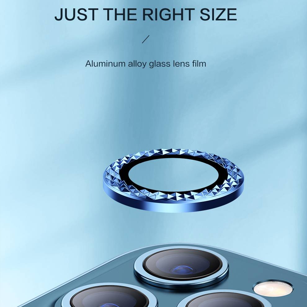 Bộ miếng dán kính cường lực Camera Diamond đính đá cho iPhone 12 Pro Max hiệu HOTCASE Kuzoom Lens Ring bảo vệ camera mang lại khả năng chụp hình sắc nét full HD (độ cứng 9H, chống trầy) - hàng nhập khẩu