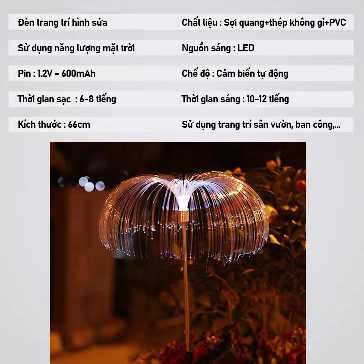 Đèn năng lượng mặt trời trang trí sân vườn hình con sứa. trang trí sân vườn, ban công, lối đi- K1600