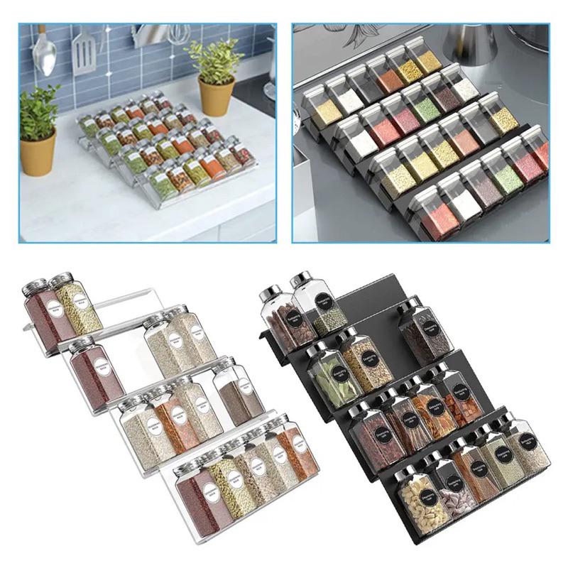 Kệ mica 4 tầng để gia vị, thức ăn, trang sức, mỹ phẩm, có thể mở rộng thêm tầng, nhiều màu sắc