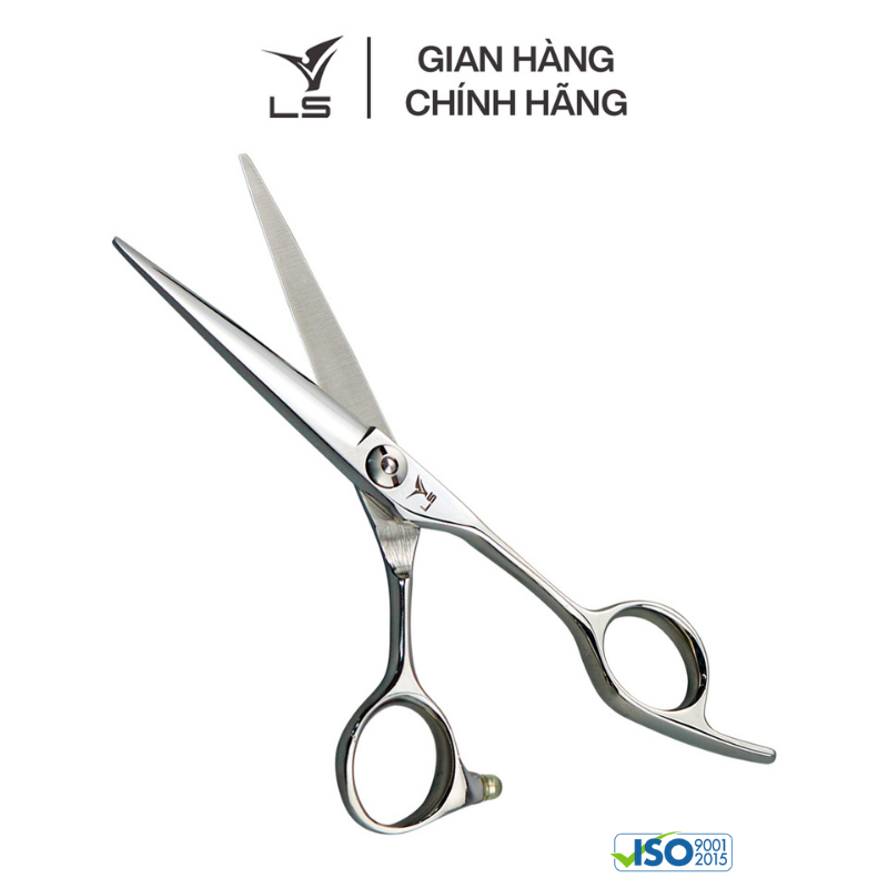 Kéo cắt tóc LS lưỡi thẳng quai offset vênh đỡ ngón cố định JP553