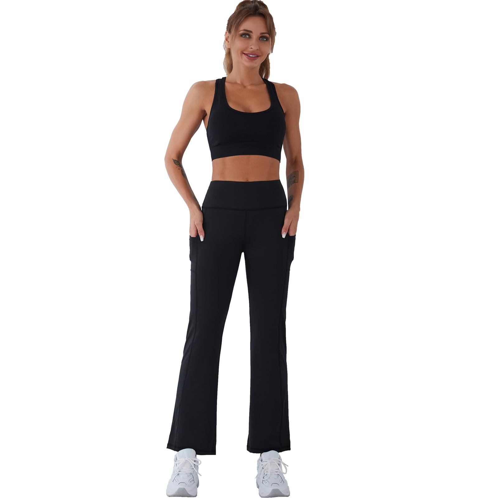 Phụ Nữ Cao Cấp Loe Ống Rộng Sang Trọng Quần Chuông Dưới Tập Gym Tập Thể Dục Giãn Giải Trí Thể Thao Tập Yoga