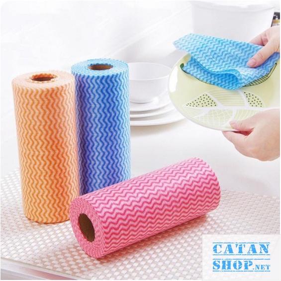 Giấy cuộn đa năng, khăn lau bếp, lau bàn , lau tay có thể giặt và tái sử dụng cuộn 20cm và 25cm dạng sóng màu