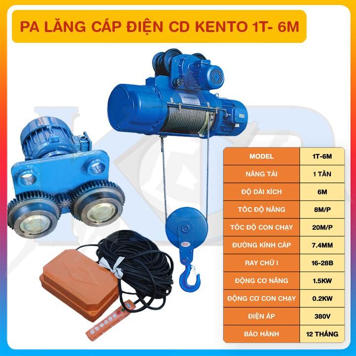 Pa lăng cáp điện CD 1Tấn- 6M