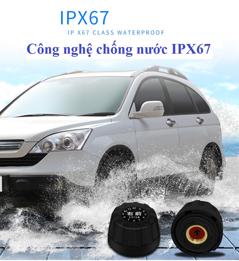 Cảm Biến Áp Suất lốp xe hơi TPMS - Gắn Ngoài - Không Dây - Năng Lượng Mặt Trời