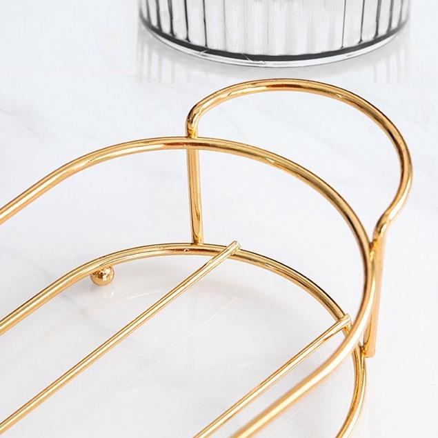 Khay Inox Mạ vàng đựng hũ sứ - hũ thủy tinh đựng gia vị | Khay vàng tiện dụng đựng đồ có tay cầm