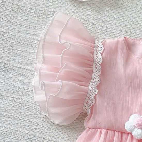 Set Body Cánh Tiên Đính Hoa Màu Hồng Kèm Băng Đô Cho Bé Gái Sơ Sinh 1 2 Tuổi Từ 3-11kg Dành Cho Bé Gái