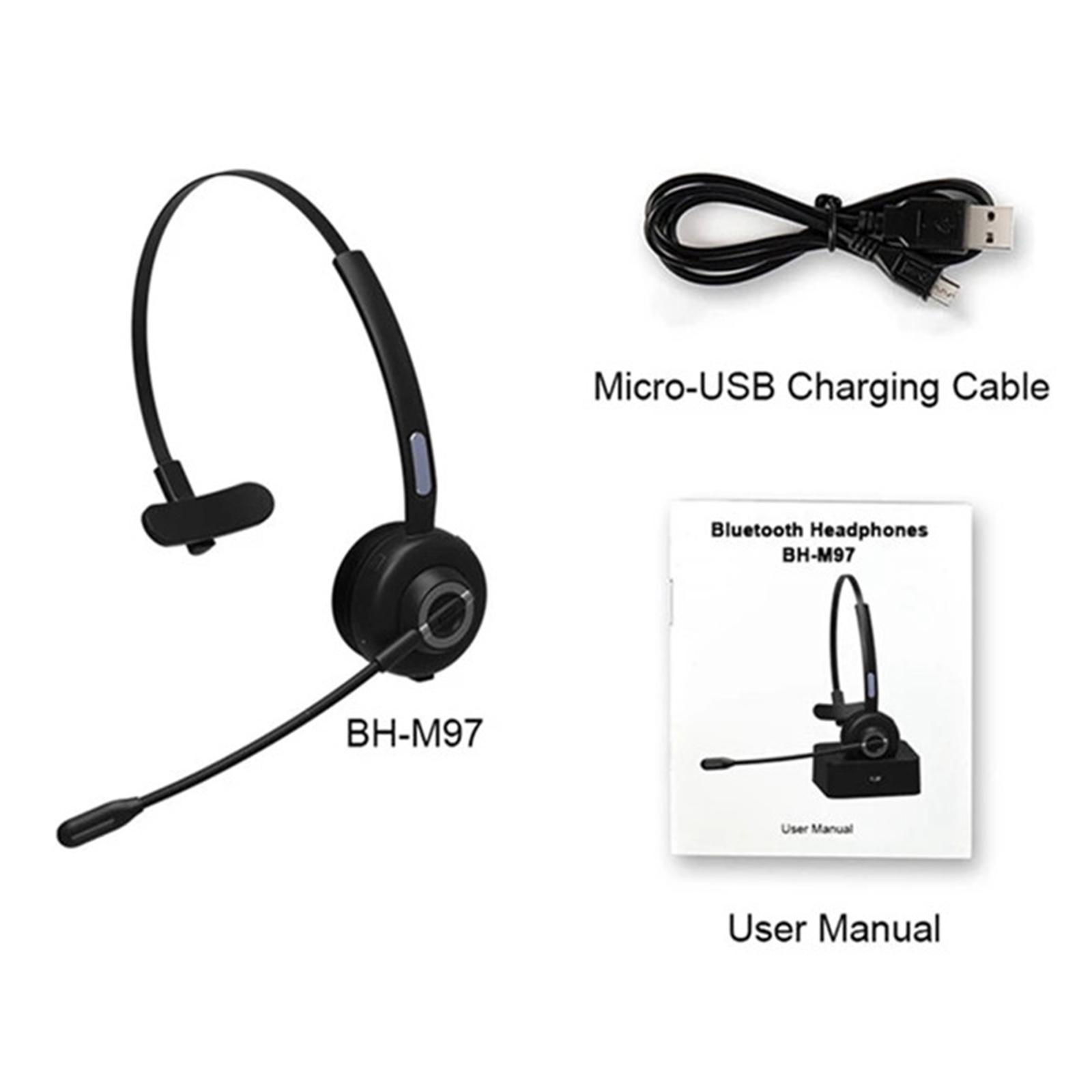 Bluetooth Headset, Wireless Headset with Microphone,Noise Cancelling Hands Free Phone Headset for Truck Driver Call Center Office PC