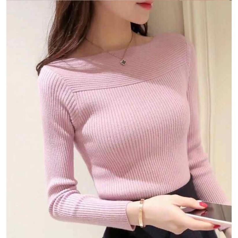 Áo len nữ dài tay cổ thuyền