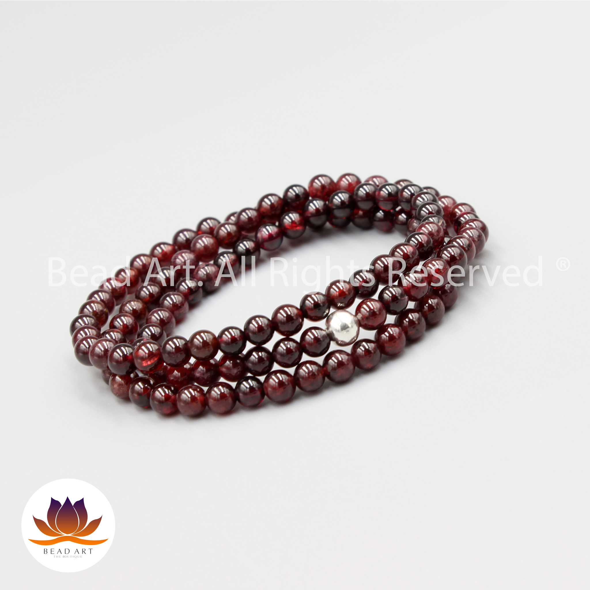 Chuỗi Vòng Tay 108 Hạt Đá Garnet, Hồng Ngọc Lựu Tự Nhiên 3.6-4MM, Vòng Tay Phong Thuỷ, Trang Sức, Chuỗi Hạt, Mệnh Hoả, Thổ - Bead Art