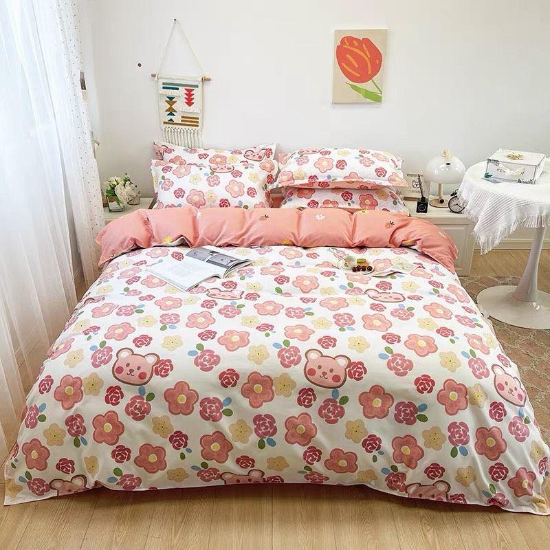 Bộ vỏ chăn ga gối shopquy cotton poly mẫu mới Gấu Xanh Đáng Yêu