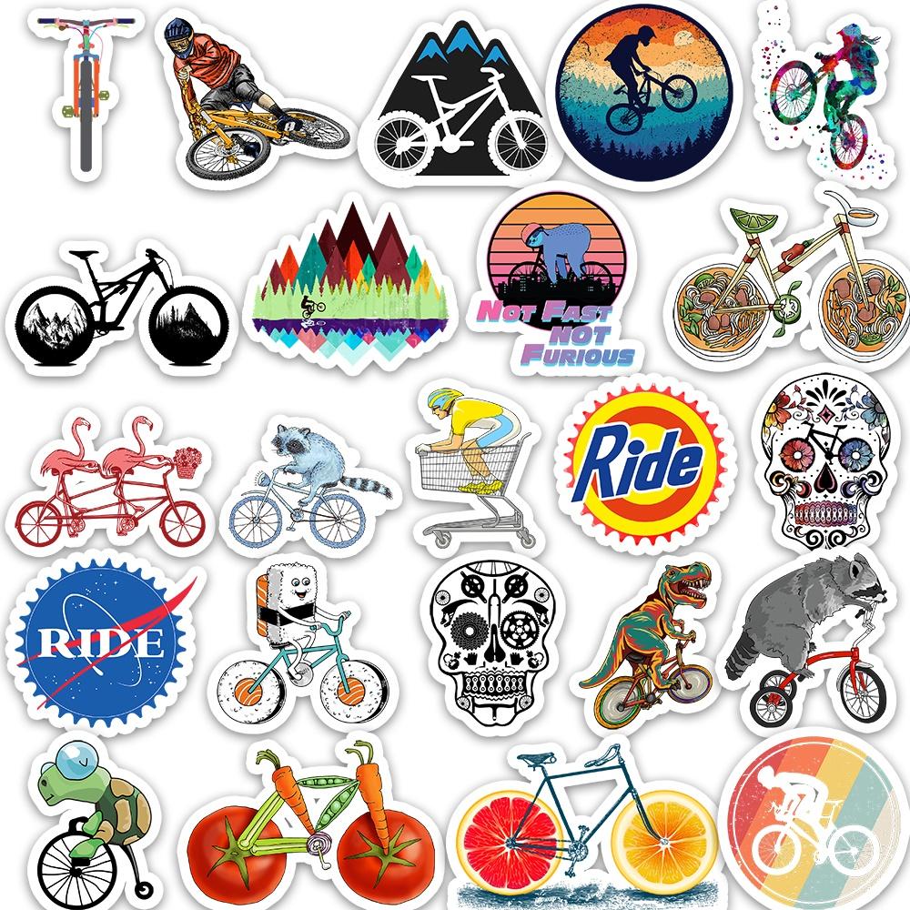 Set 50 cái Sticker Xe Đạp dán mũ bảo hiểm, hình dán bike chống nước, decal trang trí xe đạp