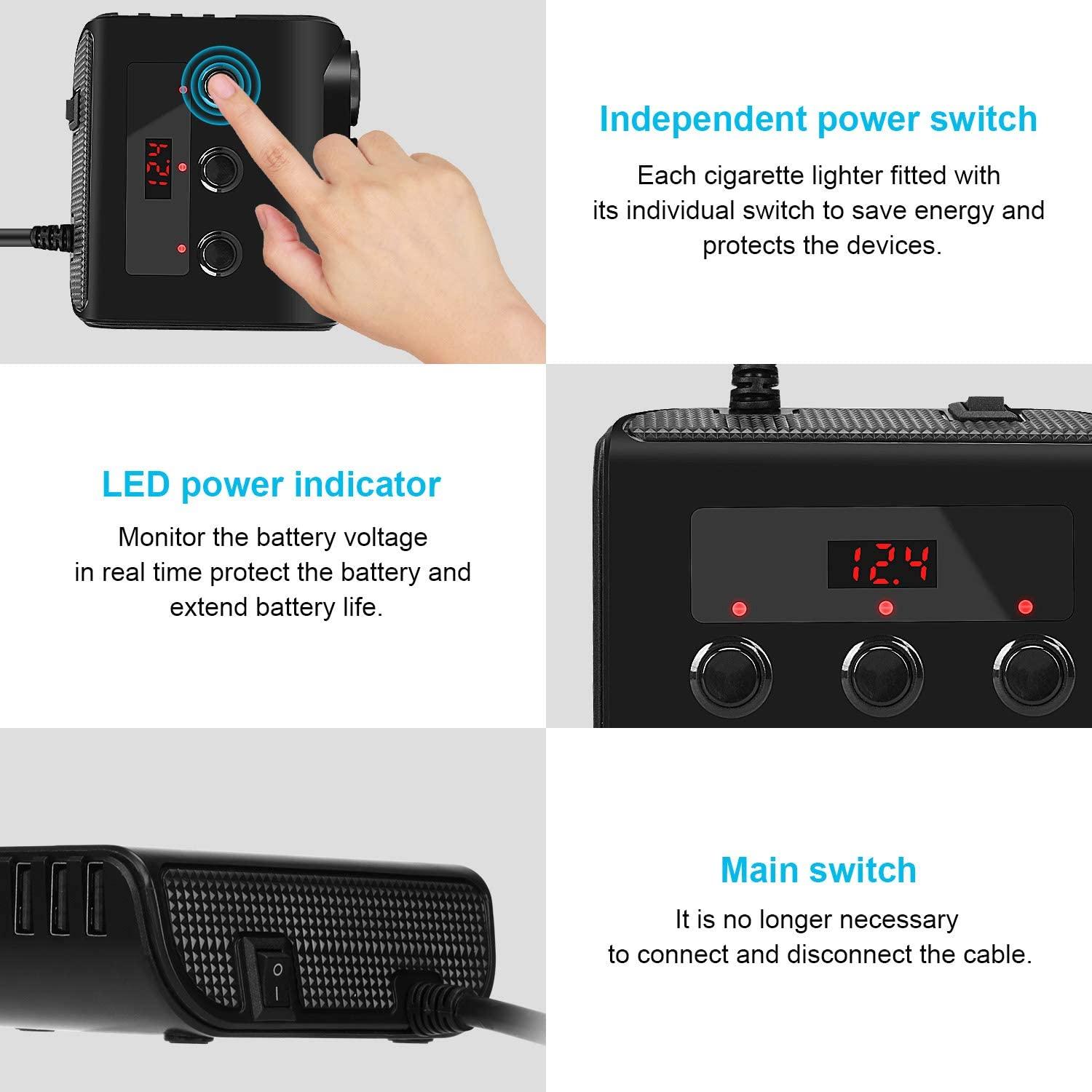 100W USB nhẹ hơn,Sạc nhanh nhẹ hơn Adapter,3 110W Splitter nhẹ hơn ổ cắm 4 cổng USB