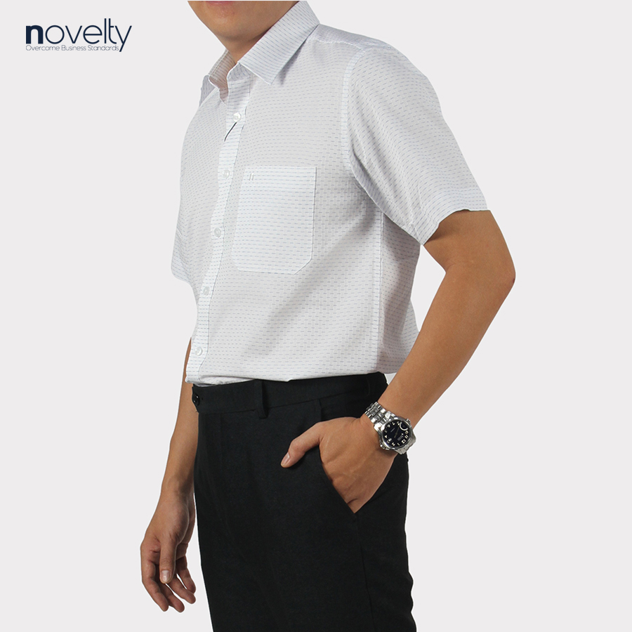 Áo sơ mi nam ngắn tay Novelty vải dừa thoáng mát Casual hoa văn NSMMINMCNB220784N