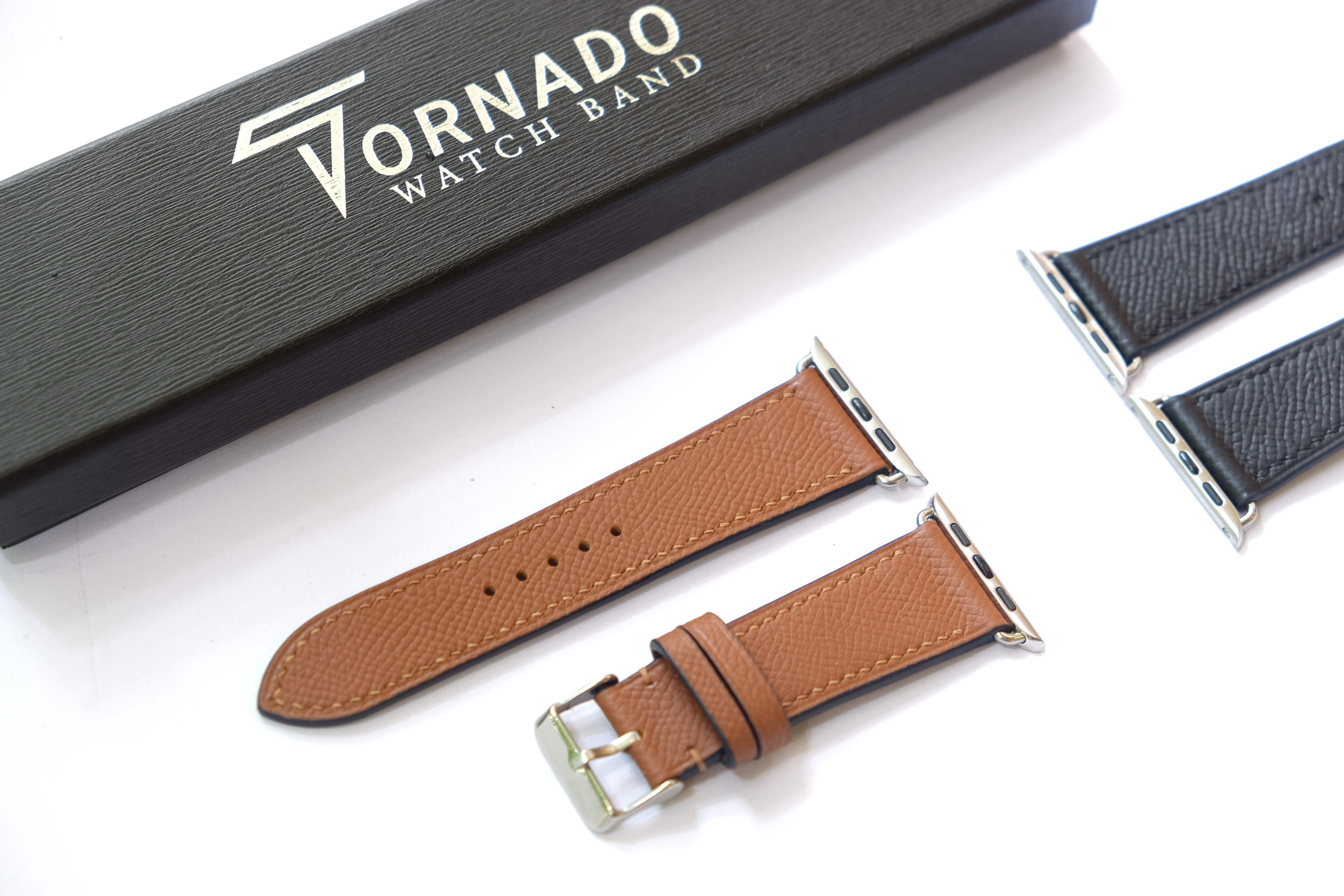 Dây da thật cao cấp NHẬP KHẨU cho đồng hồ Apple watch Handmade Tornado - Màu Nâu