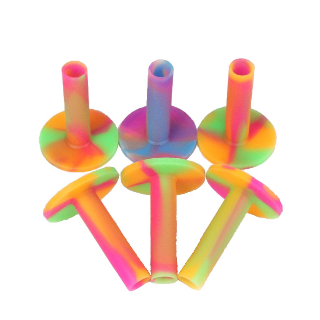 6 Pieces Rubber Golf Tee Golf Driving Range Practice Tee Holder - Red, Pink, Blue
