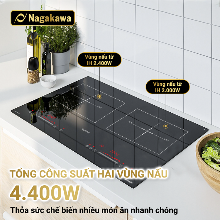 Bếp Đôi Điện Từ Inverter Nagakawa NAG1213M - Hàng Chính Hãng