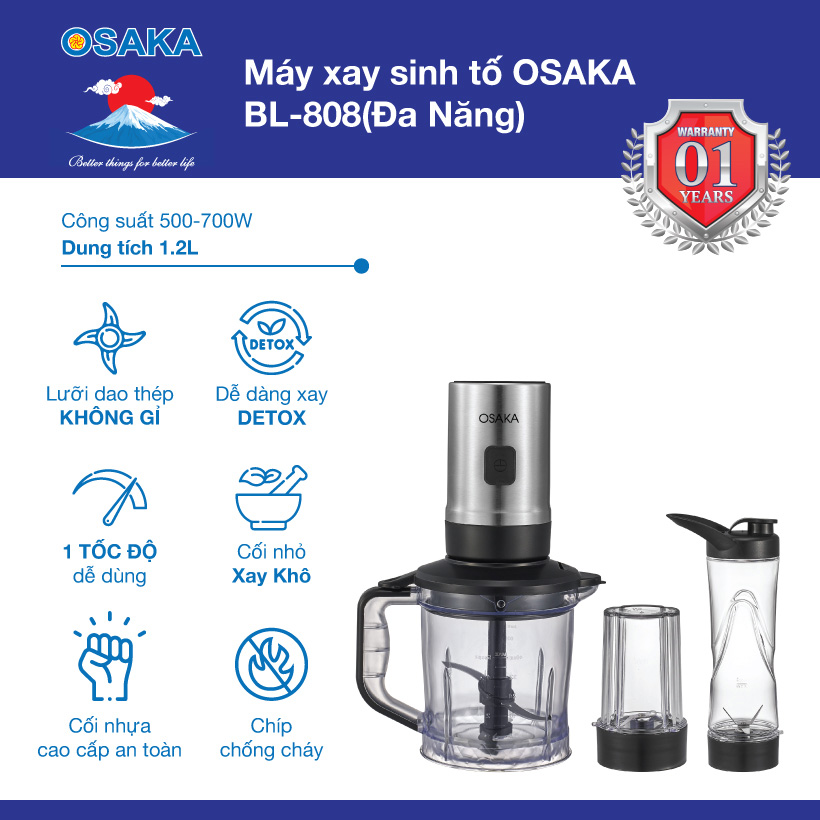 Máy Xay Sinh Tố Đa Năng Osaka BL808 - Hàng Chính Hãng