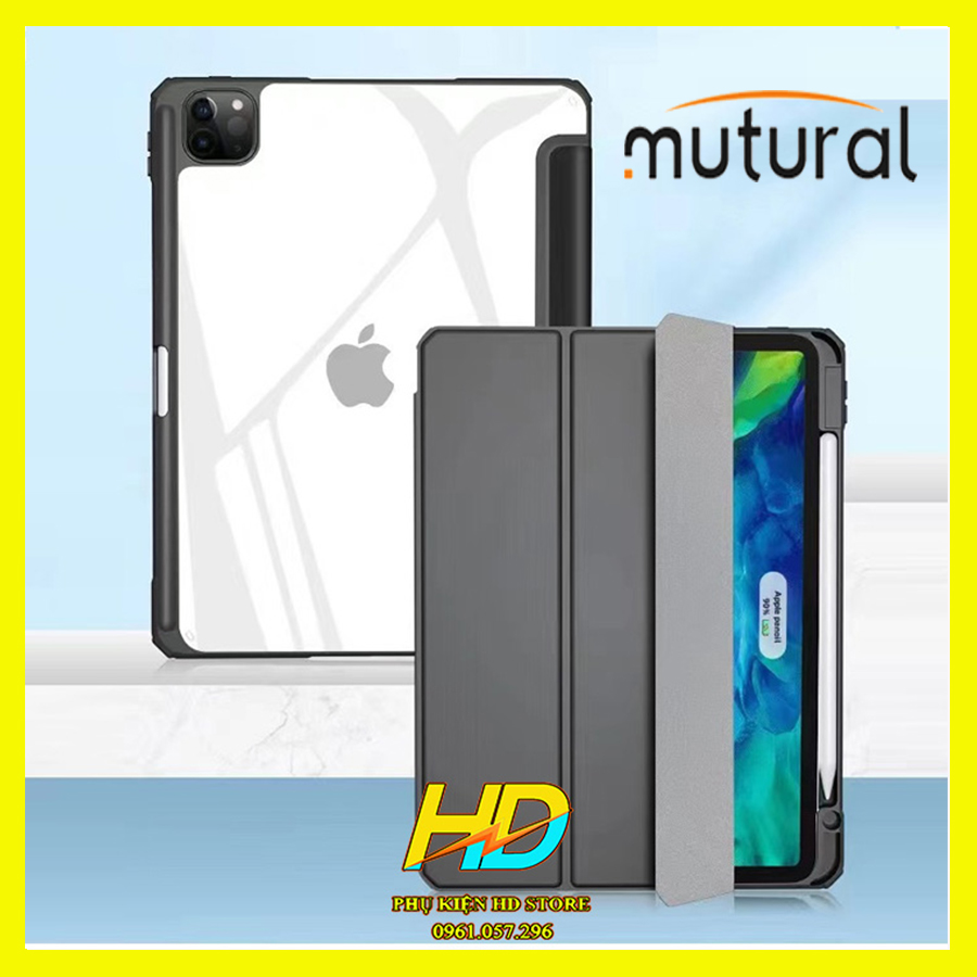 Bao Da Cao Cấp Dành Cho iPad Pro 11 inch 2021/2020/2018 Chính Hãng Mutural Folio Case Lưng Trong Suốt, Chống Sốc, Có Ngăn Đựng Bút Tiện Lợi - Hàng Chính Hãng