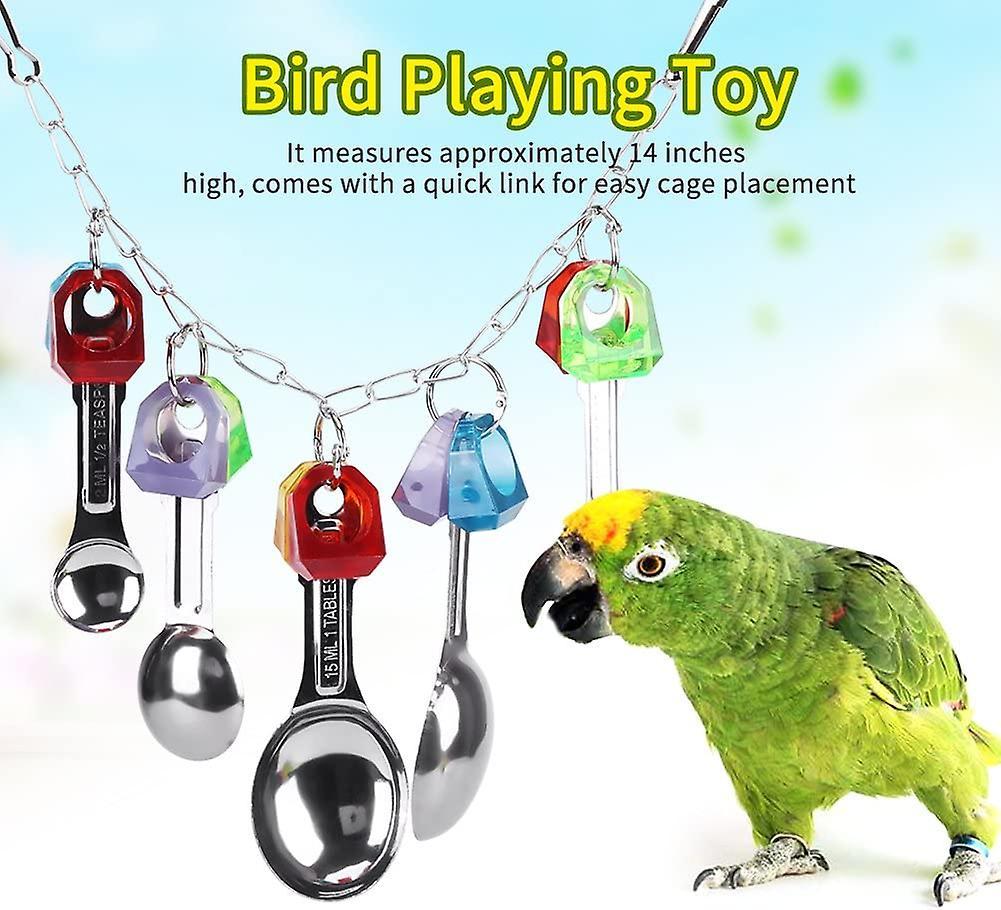Vẹt với thìa kim loại đầy màu sắc treo g đồ chơi lovebird cho heilwiy vẹt