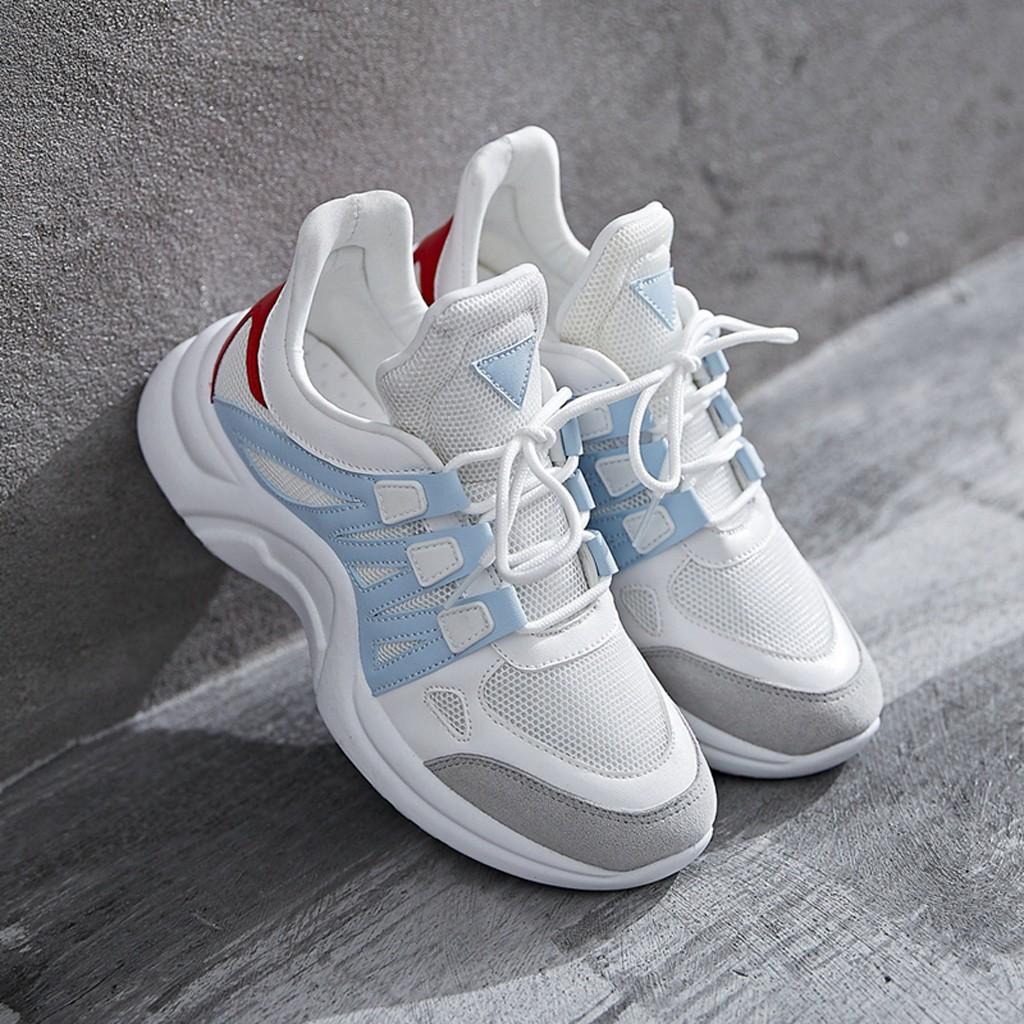 Giày Sneaker Nữ BUXINO18 Giày Thể Thao Nữ Độn Đế 6cm Ulzzang Cột Dây Trắng Đen Chạy Bộ Đi Học Đi Chơi Size Từ 36 Đến 39