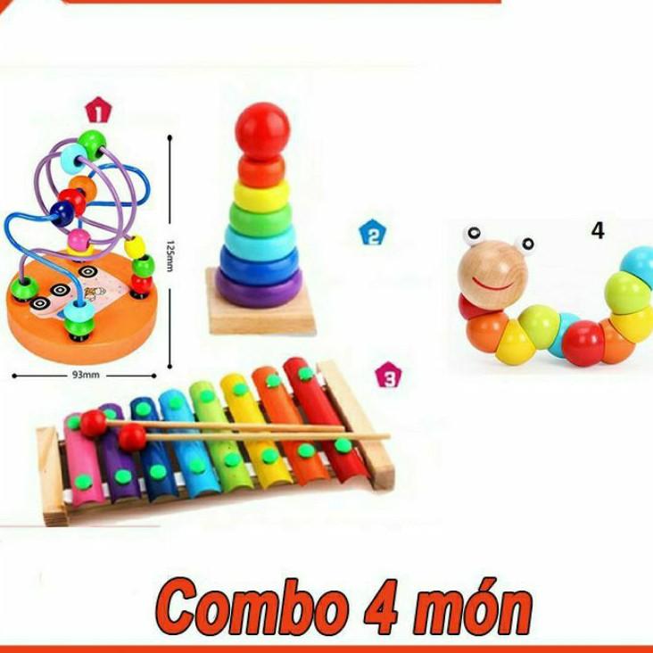 Combo 4 món đồ chơi gỗ cao cấp an toàn cho bé