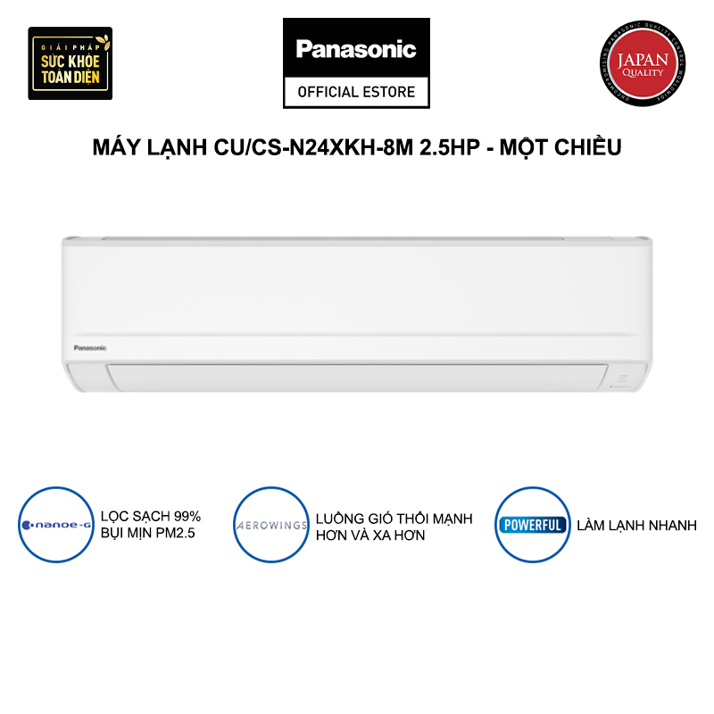 Máy lạnh/ Điều hòa Panasonic CU/CS-N24XKH-8M - Công suất 2.5HP - Một chiều - Lọc không khí bụi mịn - Hàng chính hãng