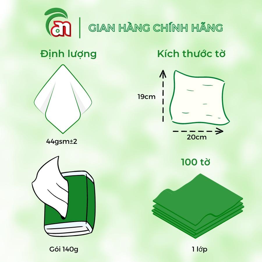 Combo 5 gói Khăn giấy rút lau tay - khăn giấy khô xốp, dai PONYO 1 lớp gói 100 tờ khổ 19x20cm - Thiên An Nam paper