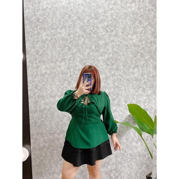 Áo cổ tàu peplum che bụng 50-85kg