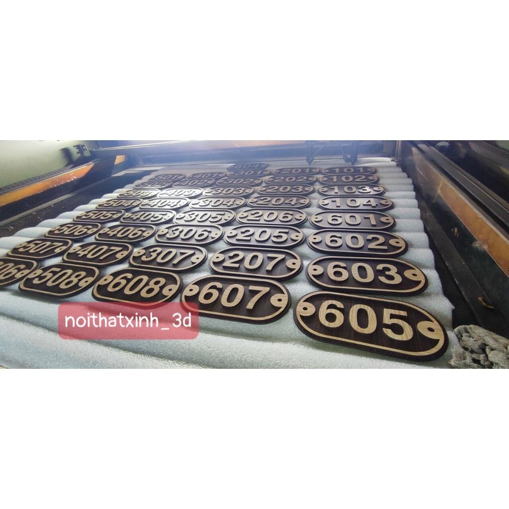 Bảng, biển số phòng khách sạn, Size 20*10cm gỗ, số dán nổi, nhận thiết kế kích thước nội dung theo yêu cầu