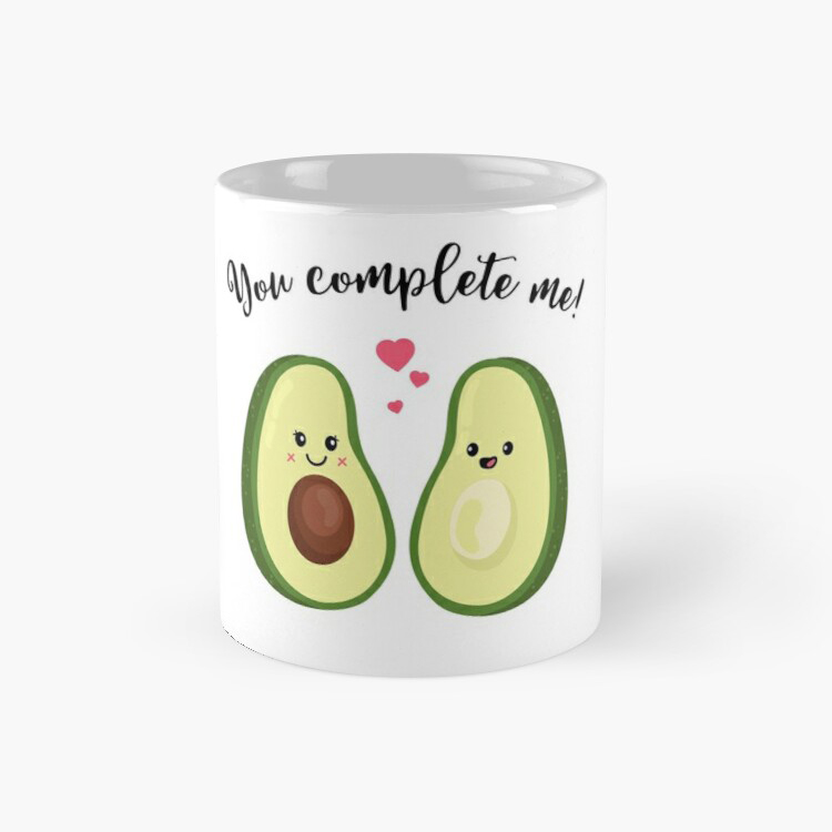 Cốc Quả Bơ trái tim You Complete me cốc sứ có quai