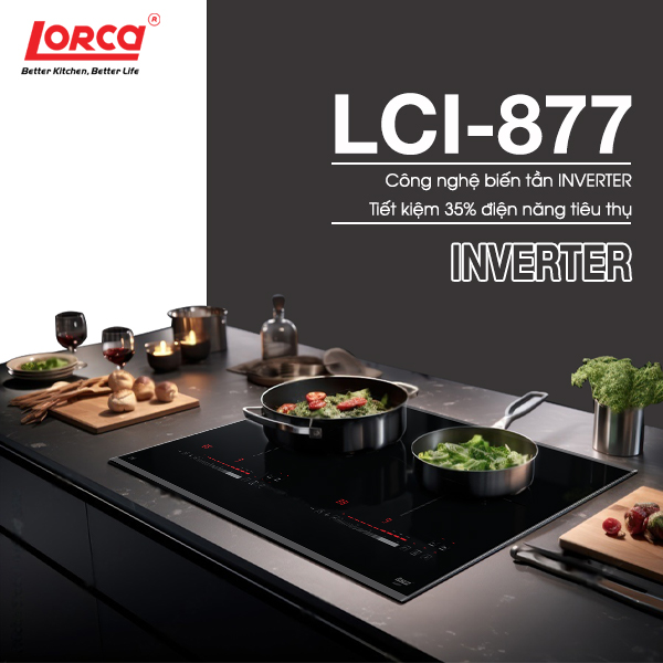 Bếp Từ Đôi LORCA LCI-877 Hàng Chính Hãng Cao Cấp Công Nghệ Smart Inverter An Toàn Tiết Kiệm Điện
