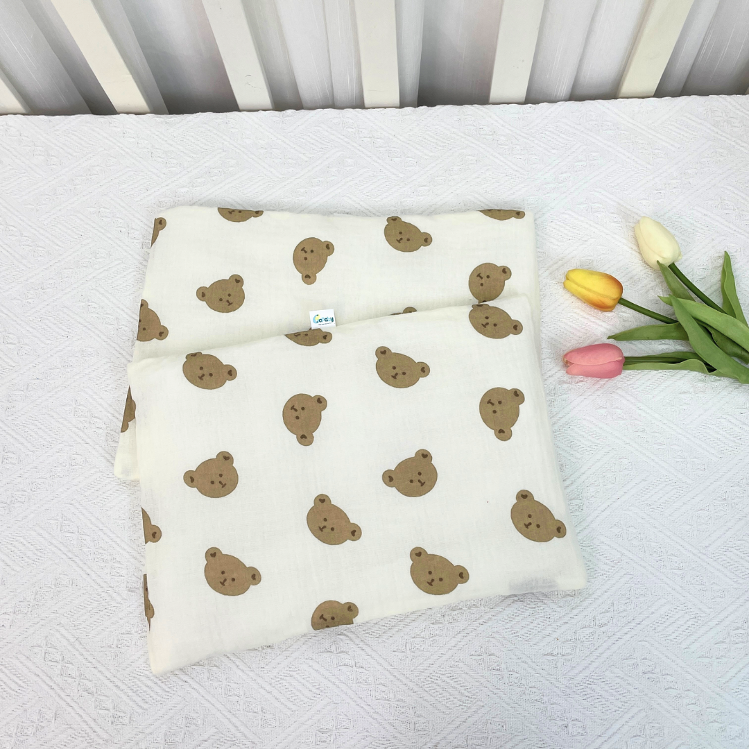 Gối Đầu Cho Bé Sơ Sinh BAFABY Vải Xô Muslin An Toàn Thấm Hút Tốt Họa Tiết Động Vật Đáng Yêu 348