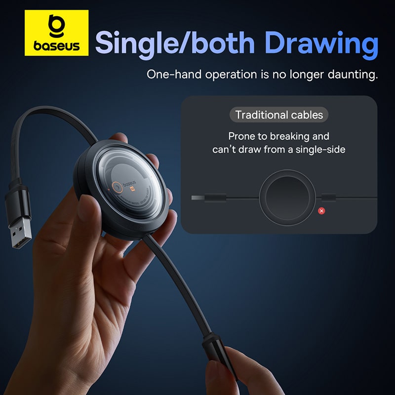 Cáp sạc Đa Năng Baseus Free2Draw Retractable Crystal Fast Charging Data Cable USB to M+L+C 3.5A (Hàng chính hãng)