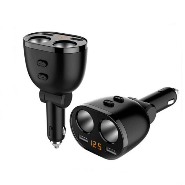Tẩu sạc ô tô với 2 dock sạc, 2 cổng USB sạc nhanh QC3.0