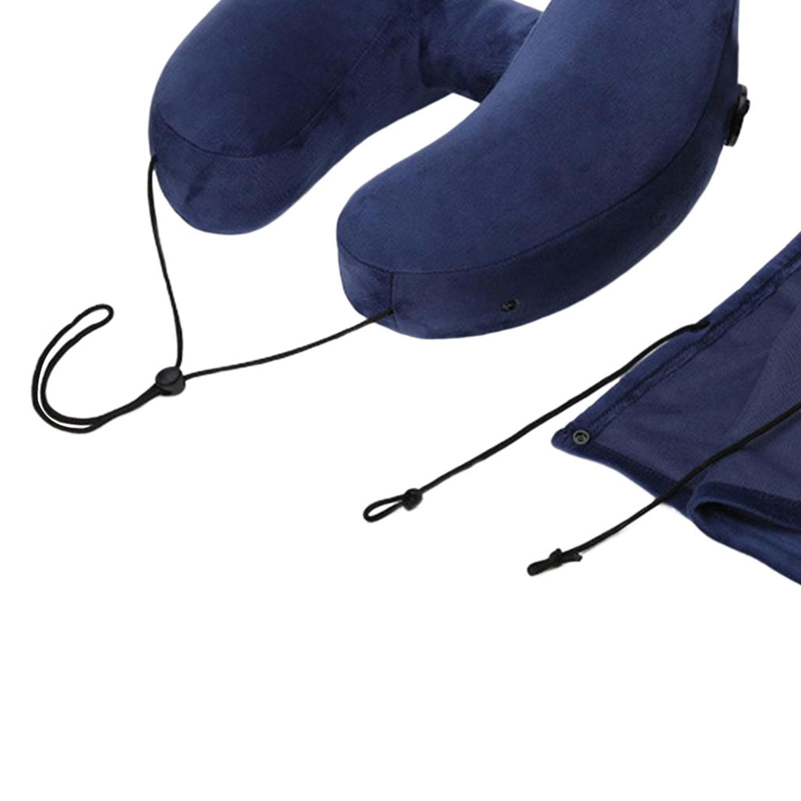 Portable Travel Inflatable Neck Pillow Convenient Storage Ergonomic U Shape