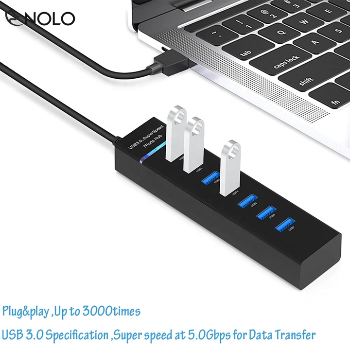 Bộ Chia, Hub Chia Cổng Usb 7 Port Tốc Độ Cao 3.0 Cho Laptop, Pc