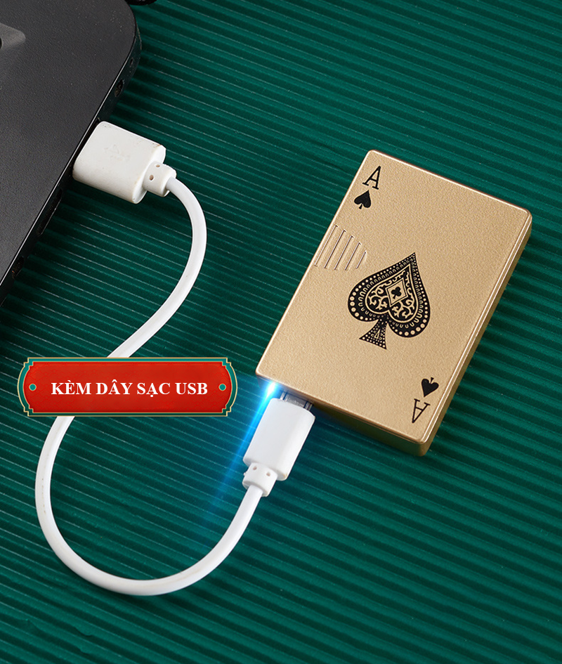 Bật Lửa Điện Hình Lá Bài – Sạc Điện