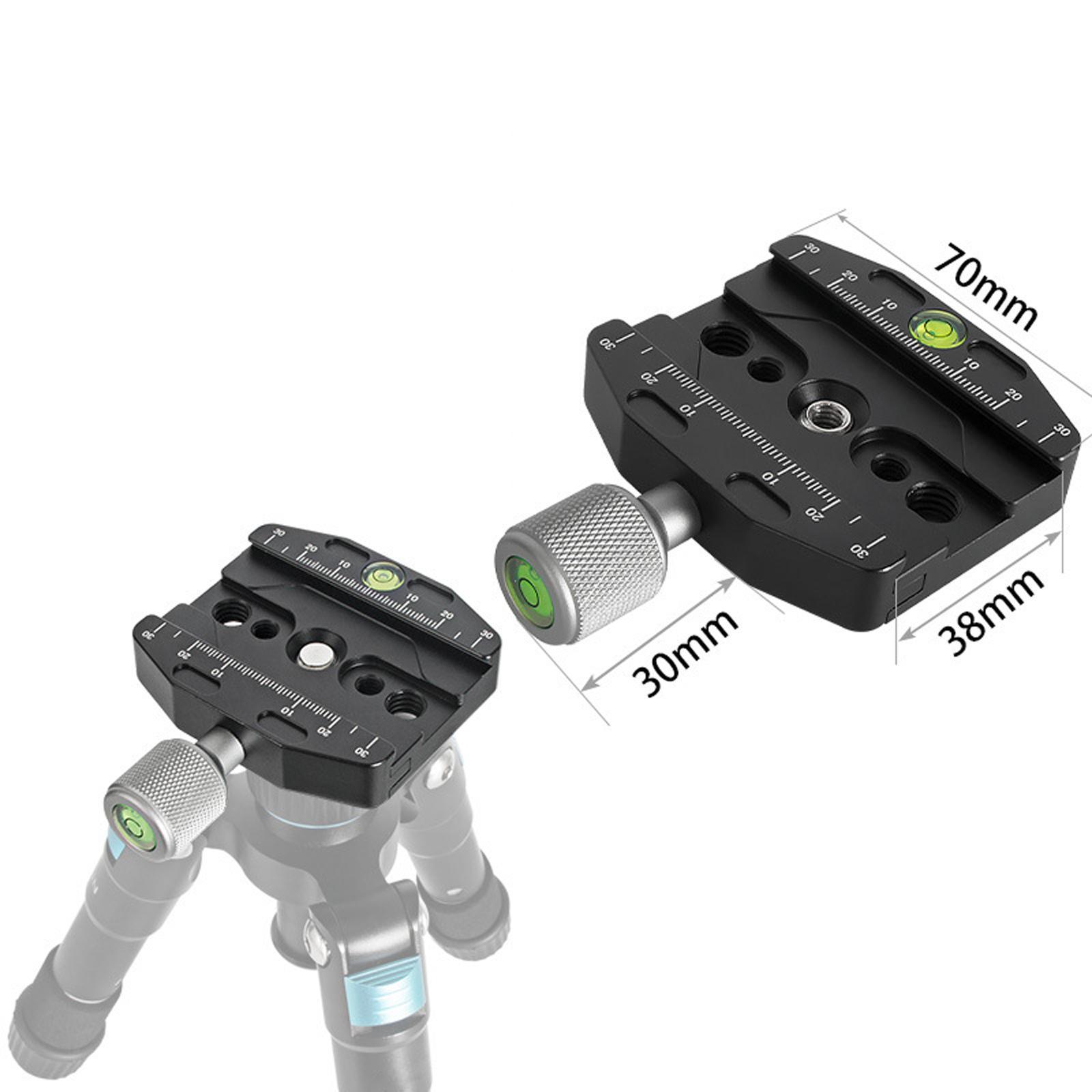 Quick Release Plate Clamp for Camera Tripod with 2x Spirit Level Plate Mount Adapter