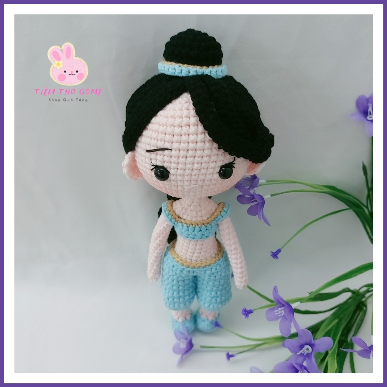 Búp bê nhồi bông, búp bê len móc handmade, Công chúa jesmine, quà cho cho bé