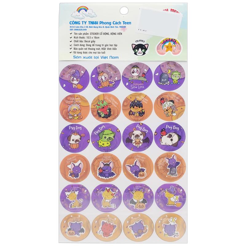 Bộ 240 Hình Sticker Cổ Động Halloween 01 - Teenage