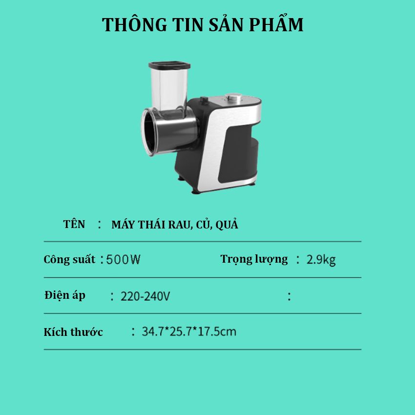 Máy thái rau củ quả 5 khuôn cao cấp 5 trong 1, dòng công suất lớn. Thương hiệu Mỹ cao cấp Camoca - VSY-S - HÀNG CHÍNH HÃNG
