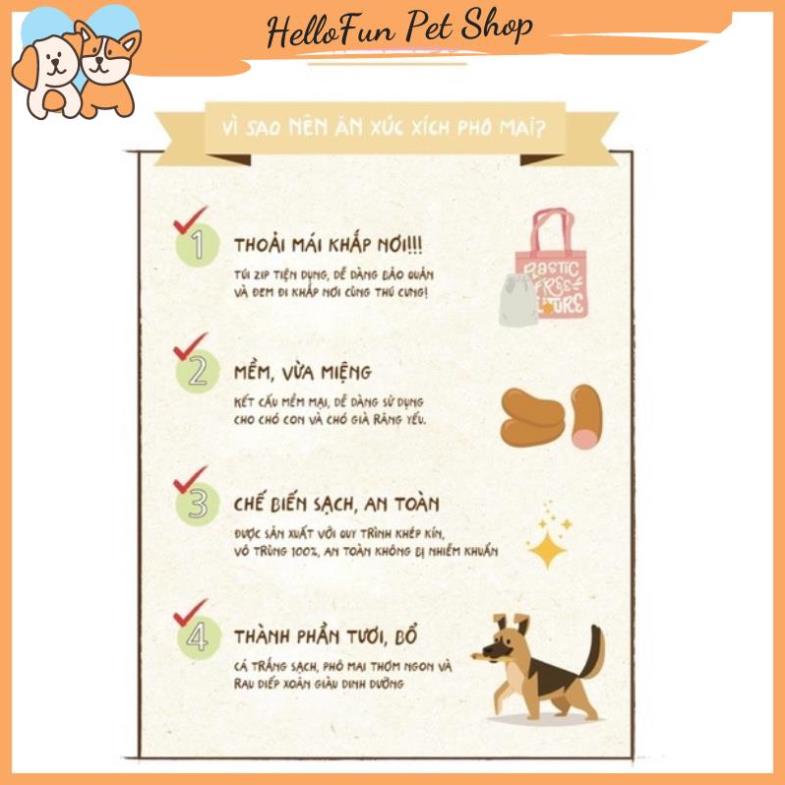 Xúc xích phomai Bowwow cho chó mèo vị phô mai