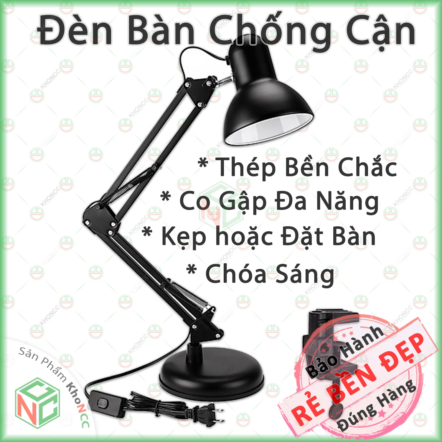 (Loại Tốt) Đèn Bàn Chống Cận Học Tập Làm Việc KhoNCC Hàng Chính Hãng Có Đế Và Chân Kẹp Bàn Cho Học Sinh - Sinh Viên - Dân Văn Phòng - KLVQ-1315-DCKB