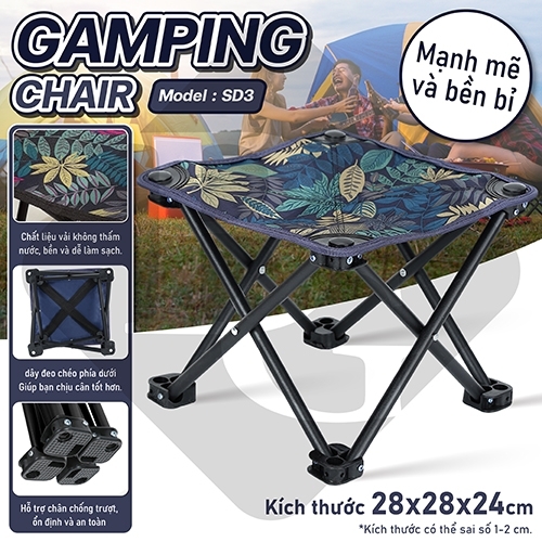 BG Ghế cắm trại model SD3-SD5, câu cá,dã ngoại, du lịch, có thể gập lại, có túi ghế cắm trại ( hàng nhập khẩu)