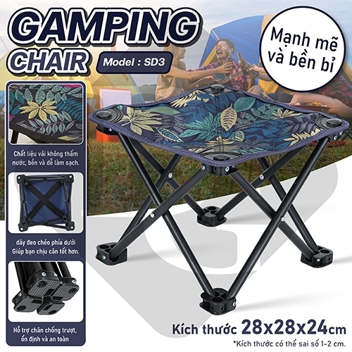 BG Ghế cắm trại model SD3 - SD5, câu cá,dã ngoại, du lịch, có thể gập lại, có túi ghế cắm trại ( hàng nhập khẩu)
