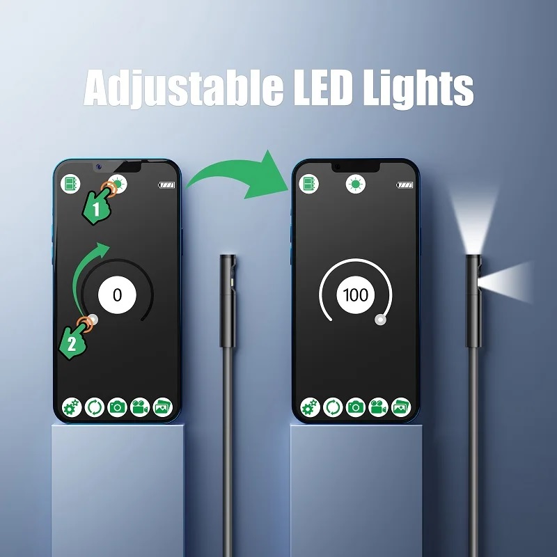 ROGTZ Camera Nội Soi Công Nghiệp HD1080P 2.0MP 8MM LED IP68 Chống Nước Kết Nối WIFI Không Dây Với Điện Thoại F300 - Hàng Nhập Khẩu