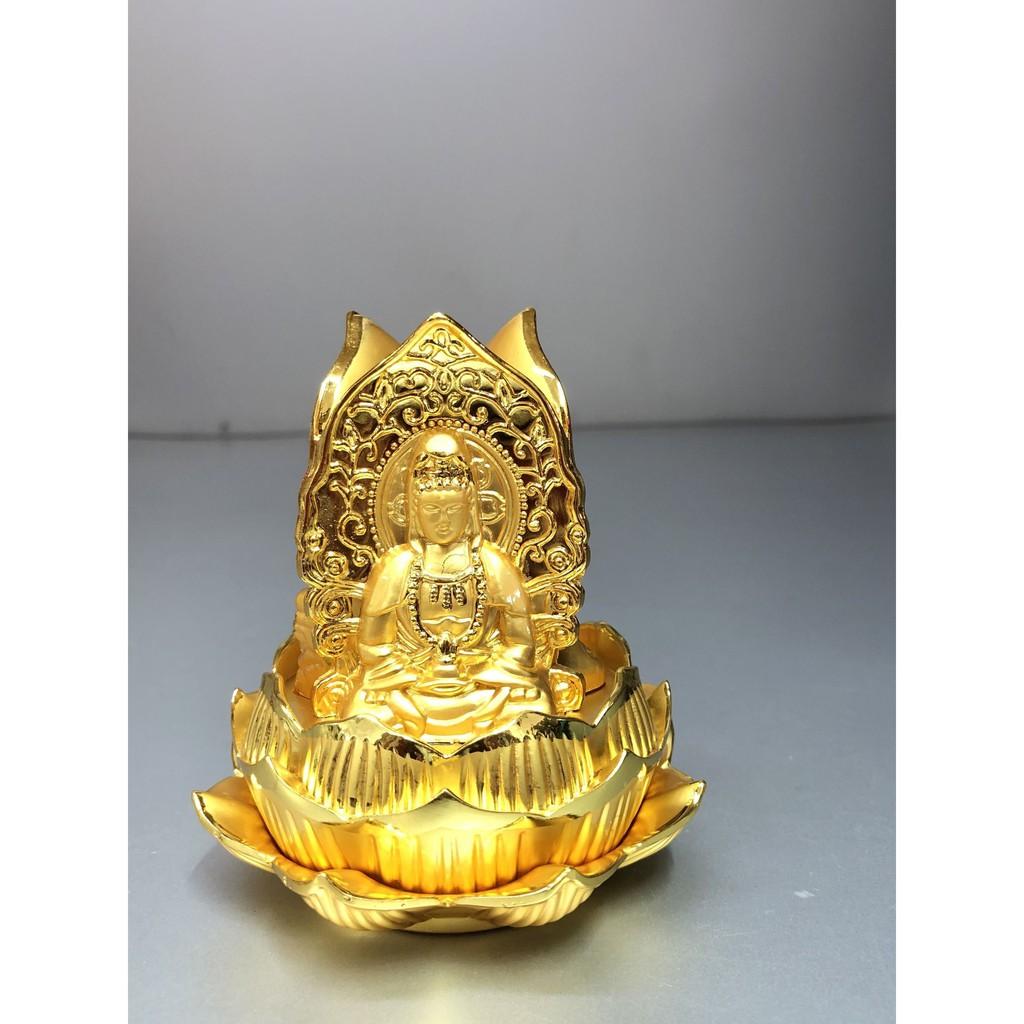 TƯỢNG ĐỂ Ô TÔ CÓ 3 TƯỢNG PHẬT NGỒI ĐẾ SEN VÀNG TM121361