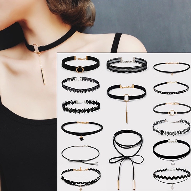 Set 5 Cái Vòng Cổ Choker Ren Phong Cách Hàn Quốc Thời Trang Cho Nữ