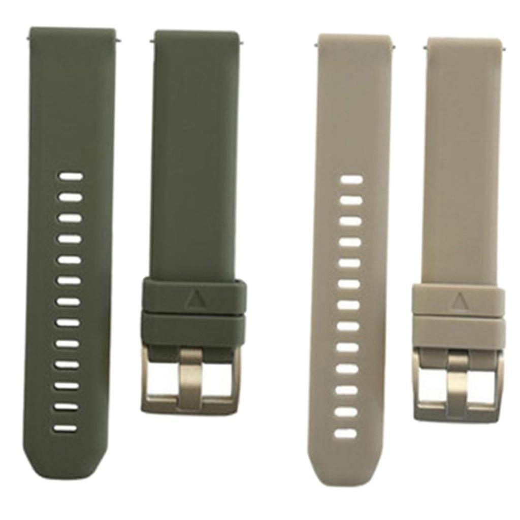 2Pcs Women Men Soft Silicone Rubber Watch Bands Repalcement Quick Release Strap 20mm, Army Green+Gray